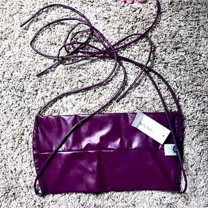 NIA NIA • Dolls Kill | Racy tie-up crop top in maroon, sz lg, faux leather • NWT